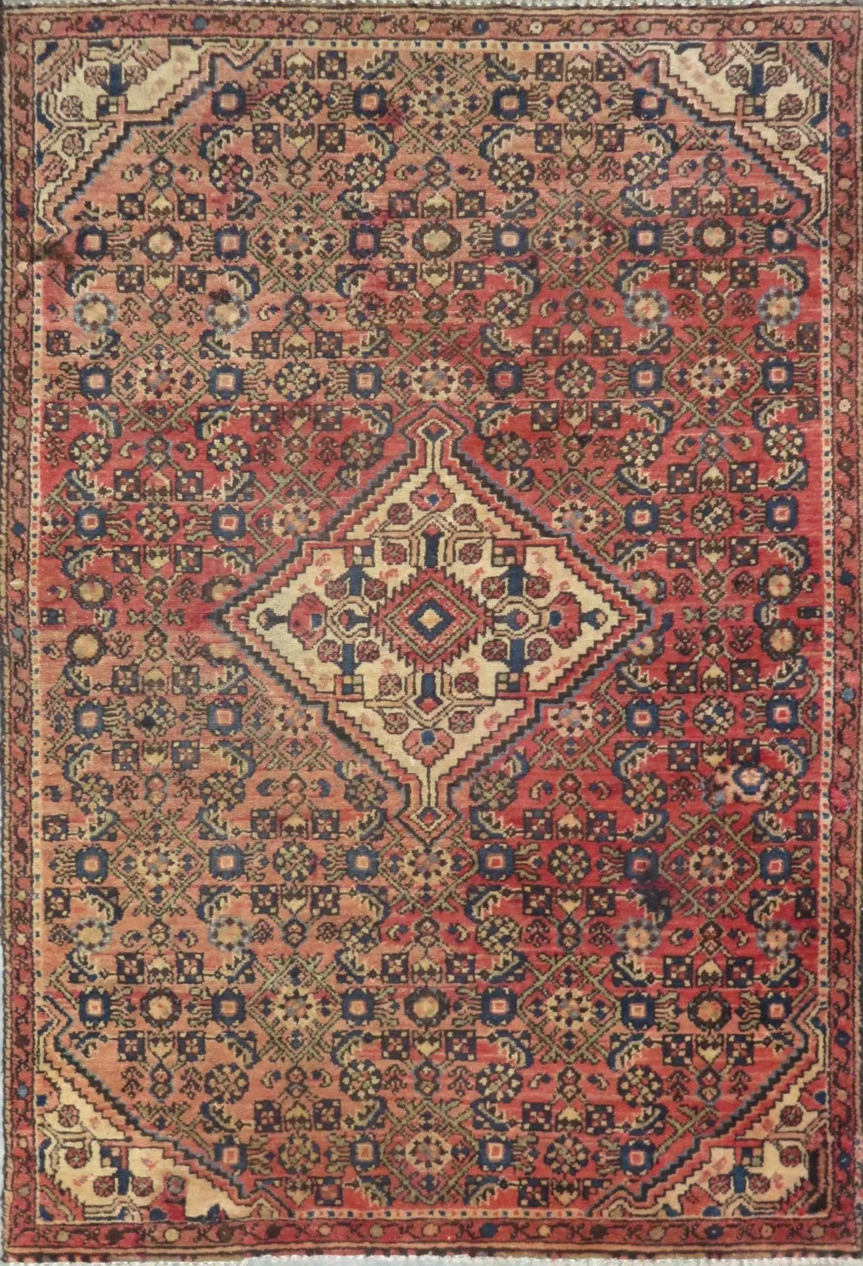 One Of The Kind Hand-Knotted Persian Wool Rug _ Luxurious Vintage Design, 5'6" x 3'8", Artisan Crafted